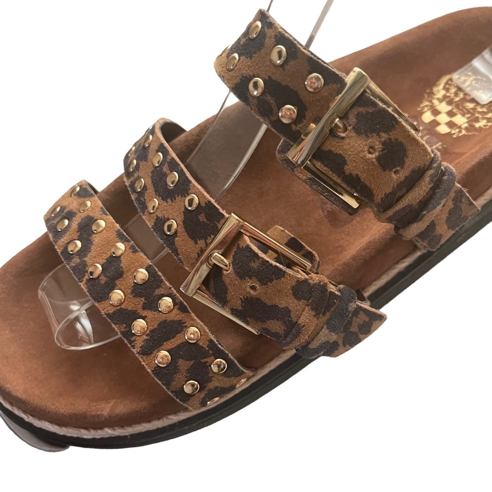 Vince Camuto Womens Ciandra Three Strap Slide Sandal Summer Natural Leopard 8M - Picture 3 of 9